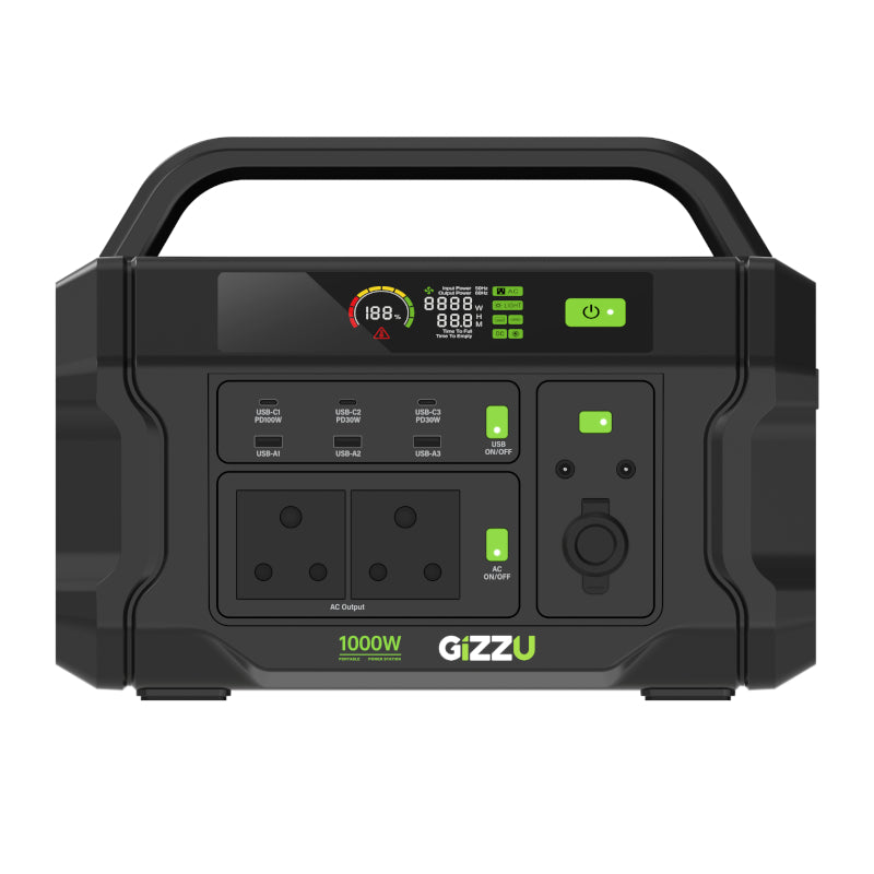 Gizzu CHALLENGER PRO 1120Wh/1000W Fast Charge LiFePO4 UPS Portable Power Station
